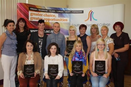 Award-winning SRC Hairdressing students with staff